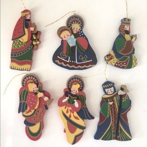 Vintage R Roman vintage 6 wood ornaments Christmas